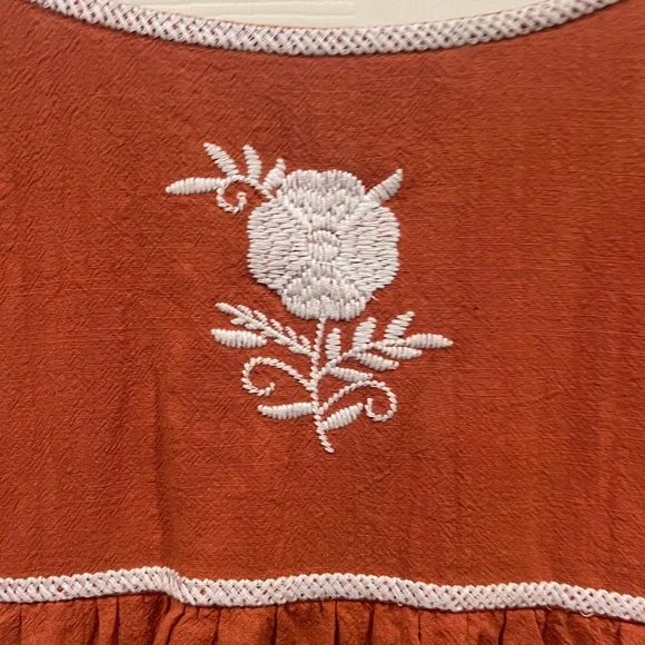 J Marie brand embroidered burnt orange and white blouse - Picture 7 of 9